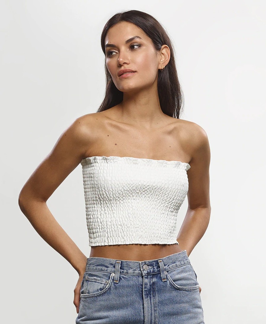 Clothing Commando | Faux Leather Smocked Tube Top