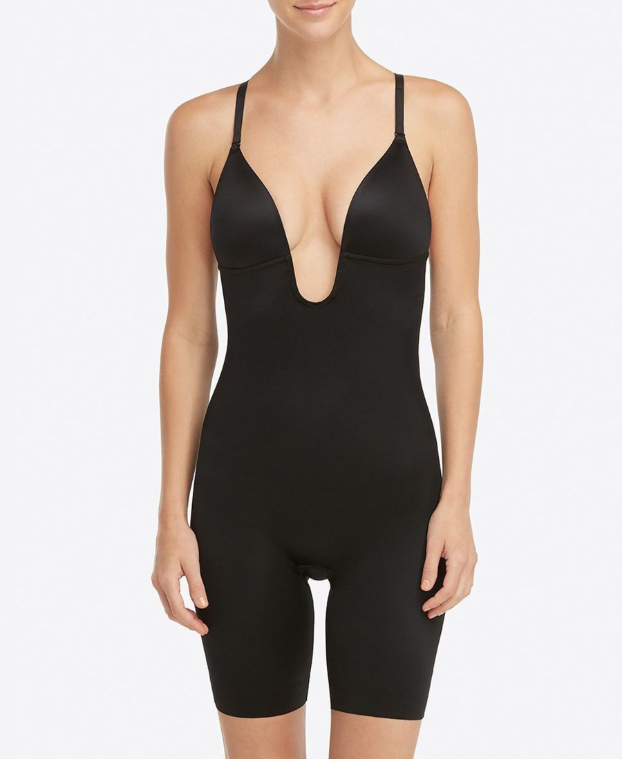 Shapewear Spanx | Suit Your Fancy Plunge Low-Back Mid-Thigh Bodysuit