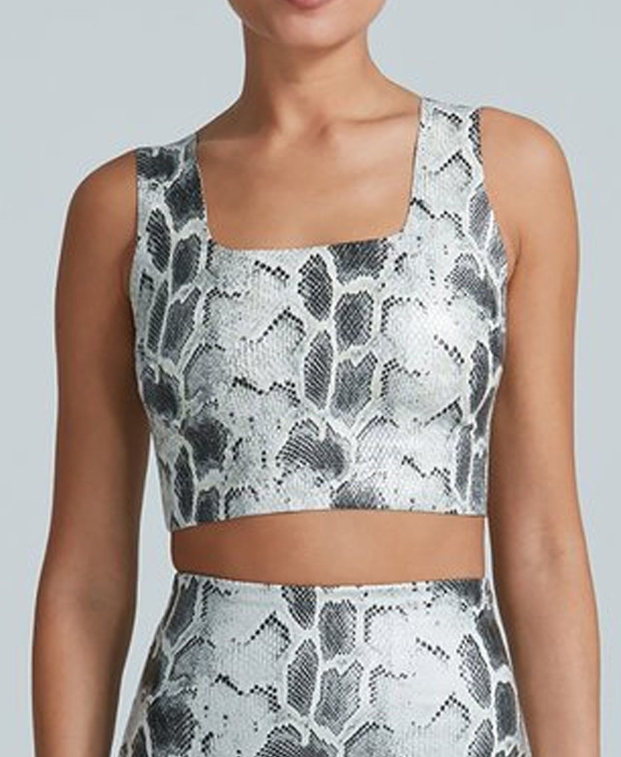 Clothing Commando | Faux Leather Animal Print Crop Top Fog Python