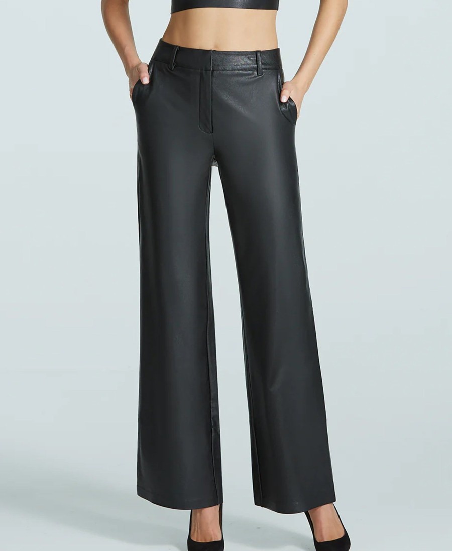 Leggings Commando | Faux Leather Wide Leg Trousers Black