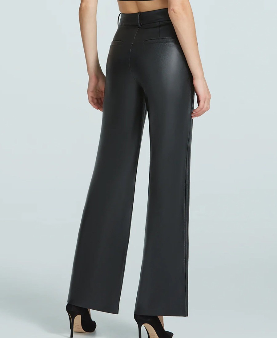 Leggings Commando | Faux Leather Wide Leg Trousers Black