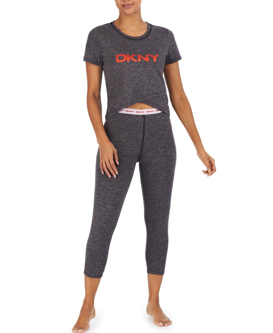 Leggings DKNY | Slounge Tee And Crop Legging Set 074 Black Heather