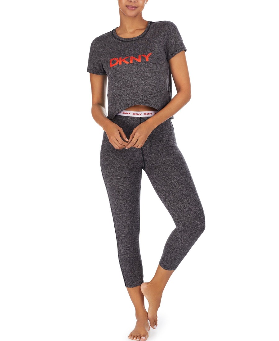 Leggings DKNY | Slounge Tee And Crop Legging Set 074 Black Heather