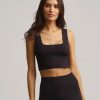 Clothing Commando | Neoprene Square Neck Crop Top Black