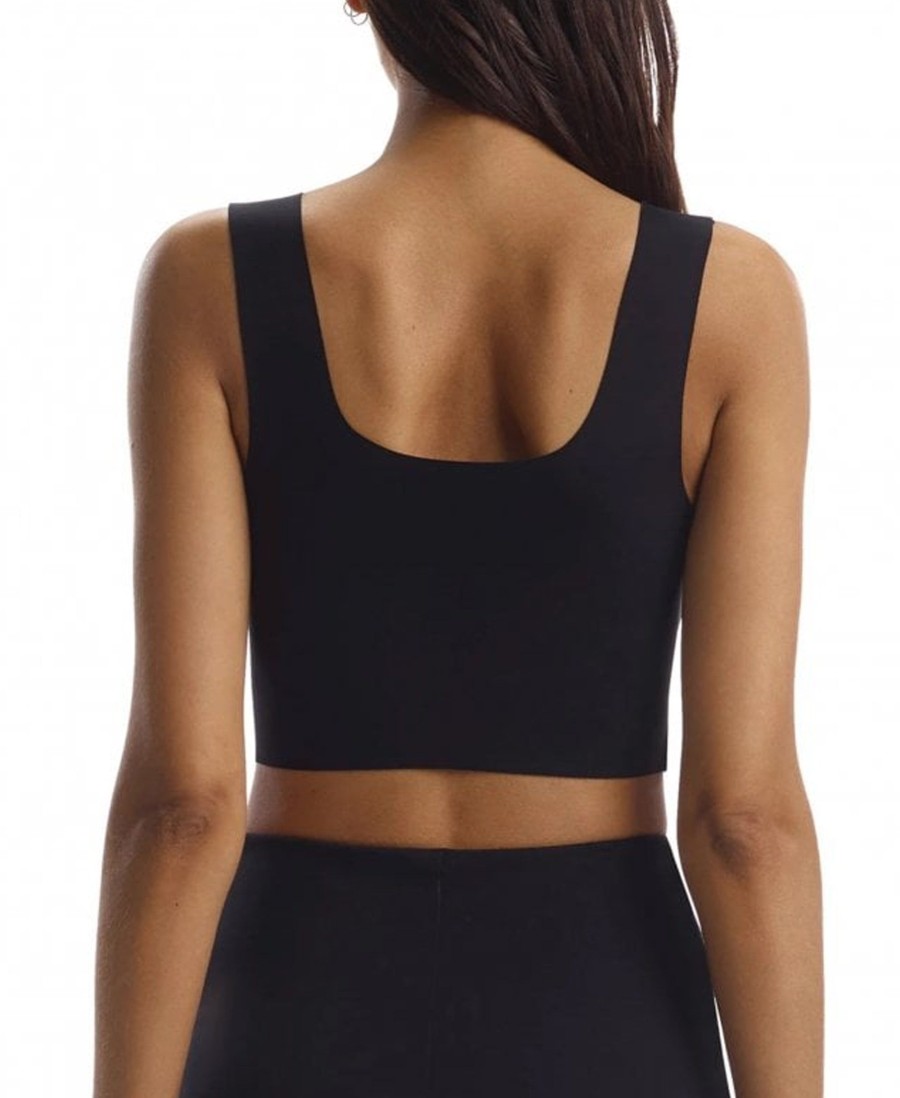 Clothing Commando | Neoprene Square Neck Crop Top Black