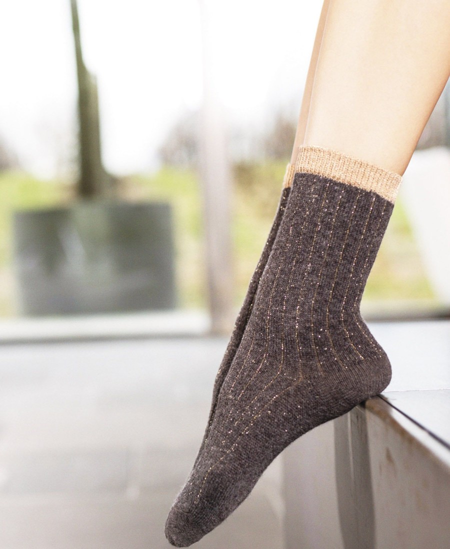 Socks Sarah Borghi | Loren Ribbed Sparkle Ankle Socks