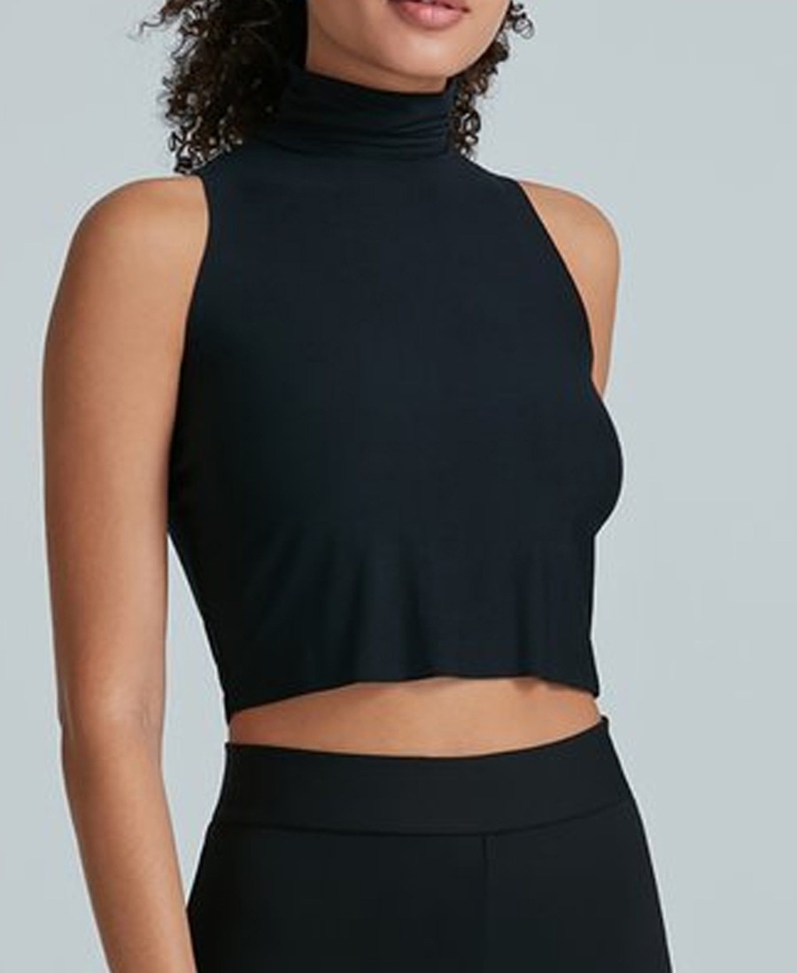 Clothing Commando | Butter Sleeveless Cropped Turtleneck Black