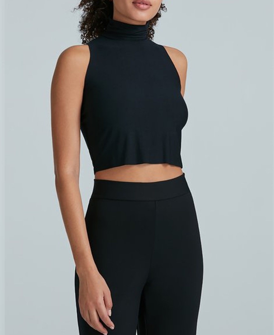 Clothing Commando | Butter Sleeveless Cropped Turtleneck Black