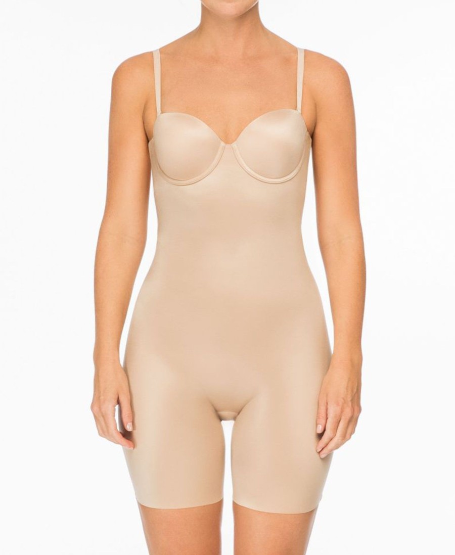 Shapewear Spanx | Suit Your Fancy Strapless Cupped Mid-Thigh Bodysuit