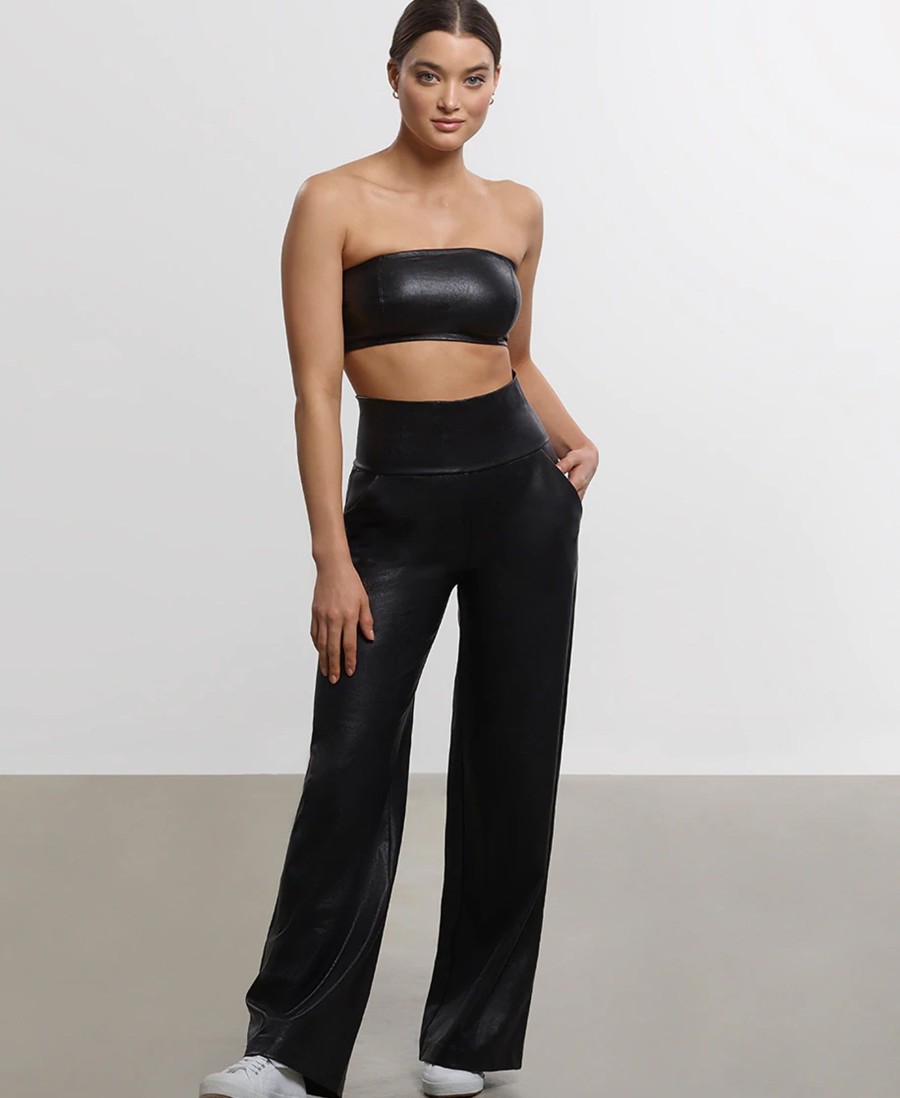 Leggings Commando | Faux Leather Wide Leg Pant Black