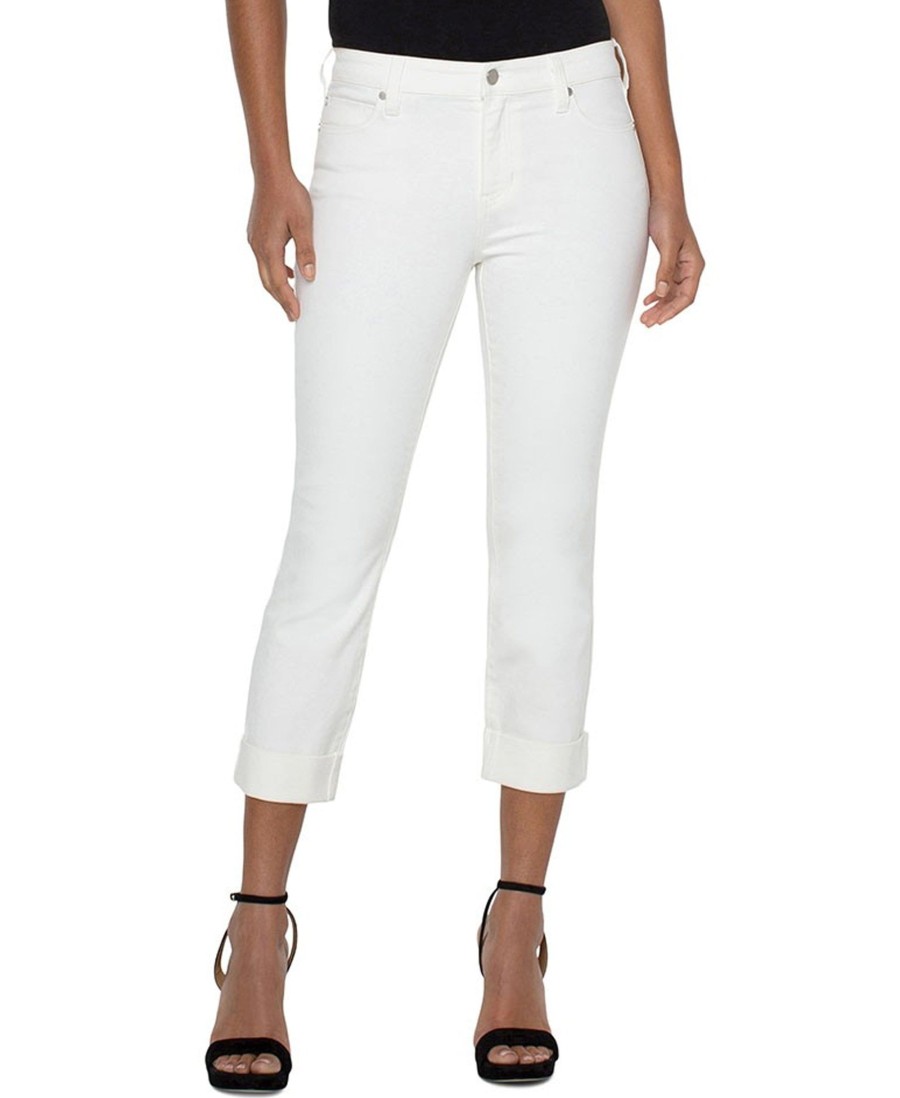 Jeans Liverpool Los Angeles | Charlie Crop Skinny With Rolled Cuff Jeans White Bone White 6621