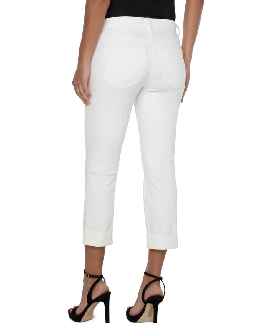 Jeans Liverpool Los Angeles | Charlie Crop Skinny With Rolled Cuff Jeans White Bone White 6621