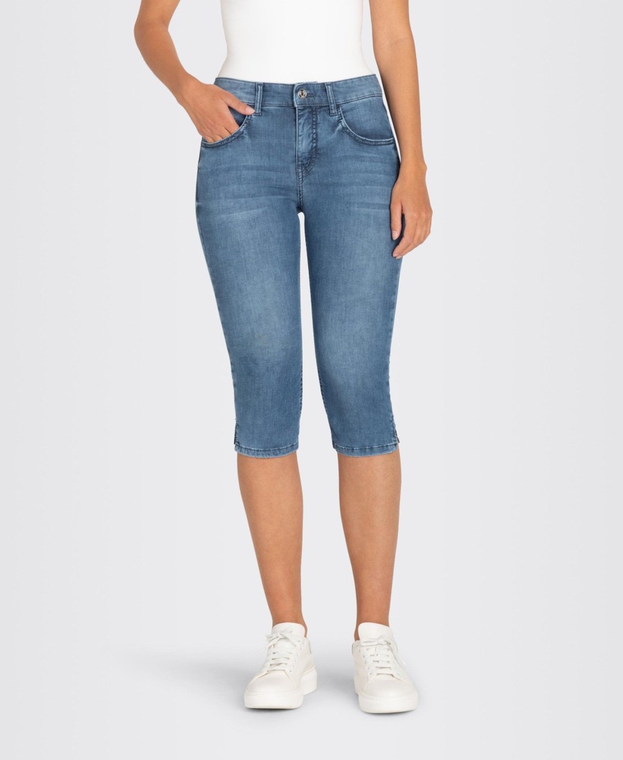 Clothing MAC | Summer Denim Capri D566 Acid Mid Blue