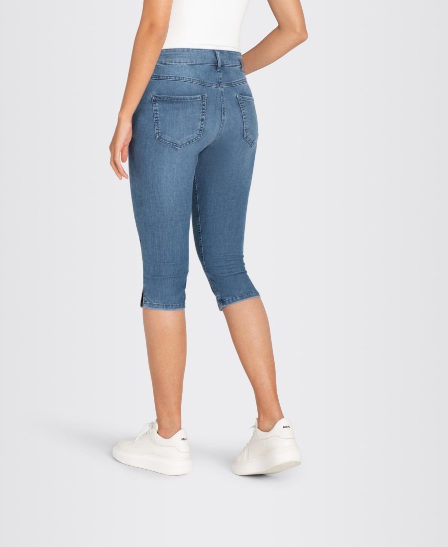 Clothing MAC | Summer Denim Capri D566 Acid Mid Blue