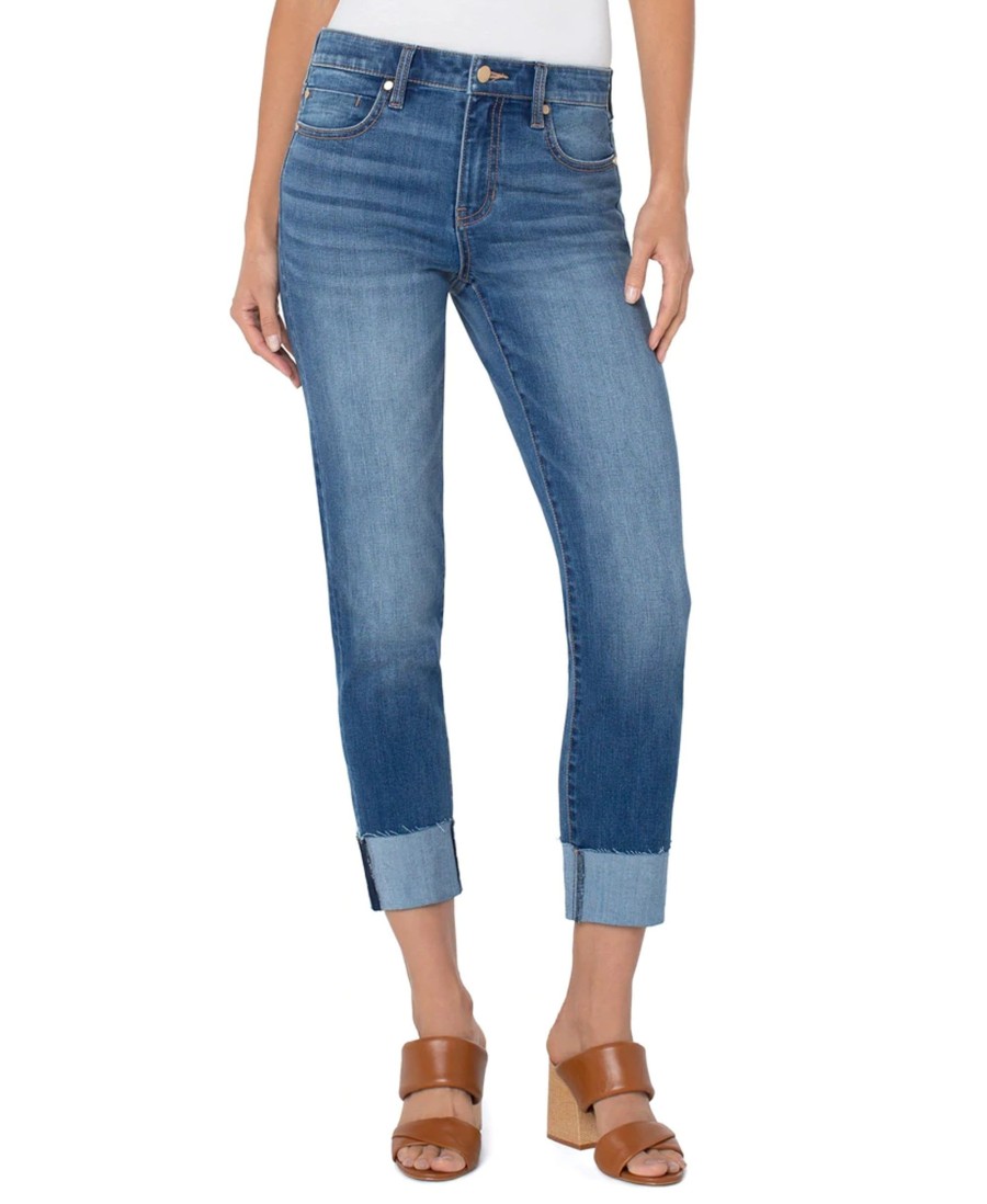 Jeans Liverpool Los Angeles | Marley Girlfriend Raw Cut Roll Cuff Jeans Scottsdale Scottsdale 6607