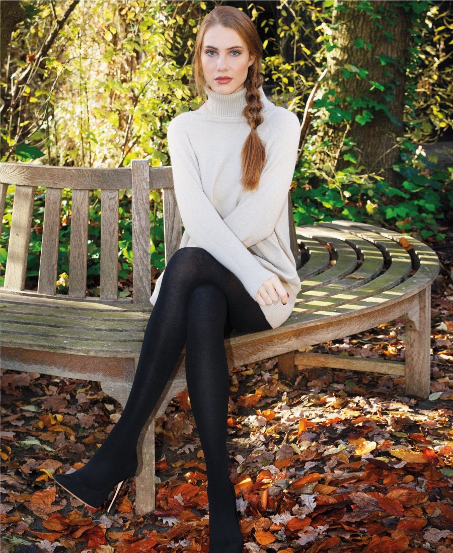 Tights Sarah Borghi | Bio Green Cashmere And Cotton Tights Black