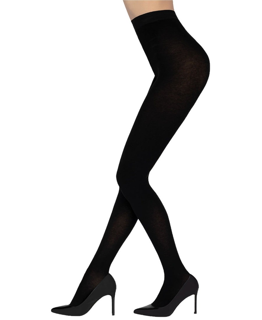 Tights Sarah Borghi | Bio Green Cashmere And Cotton Tights Black