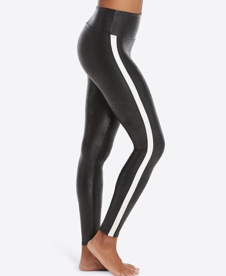 Leggings Spanx | Faux Leather Side Stripe Leggings Black