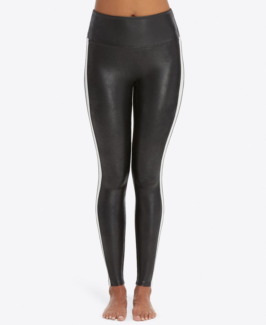 Leggings Spanx | Faux Leather Side Stripe Leggings Black