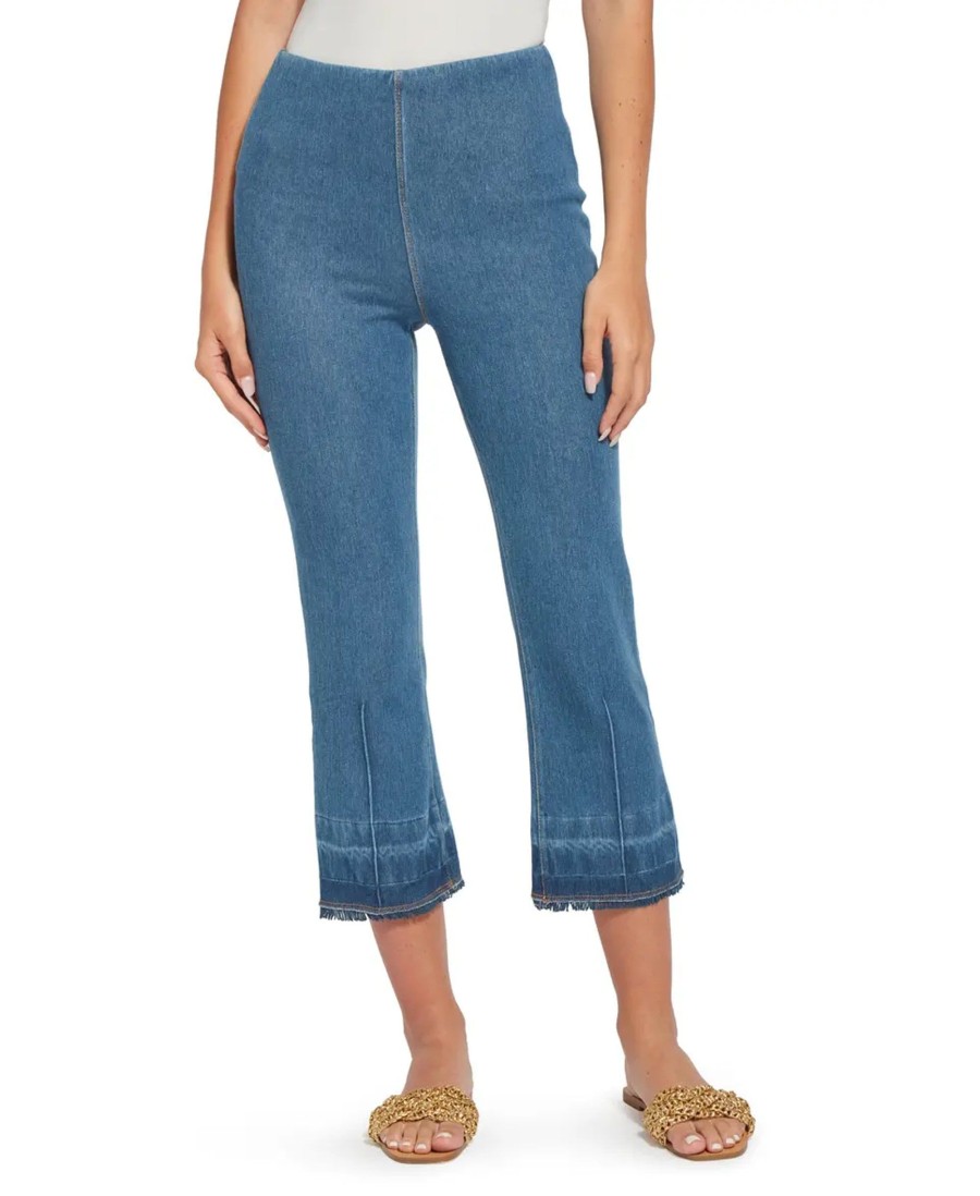 Jeans Lysse | Contrast Hem Crop Pull-On Jeans Mid Wash