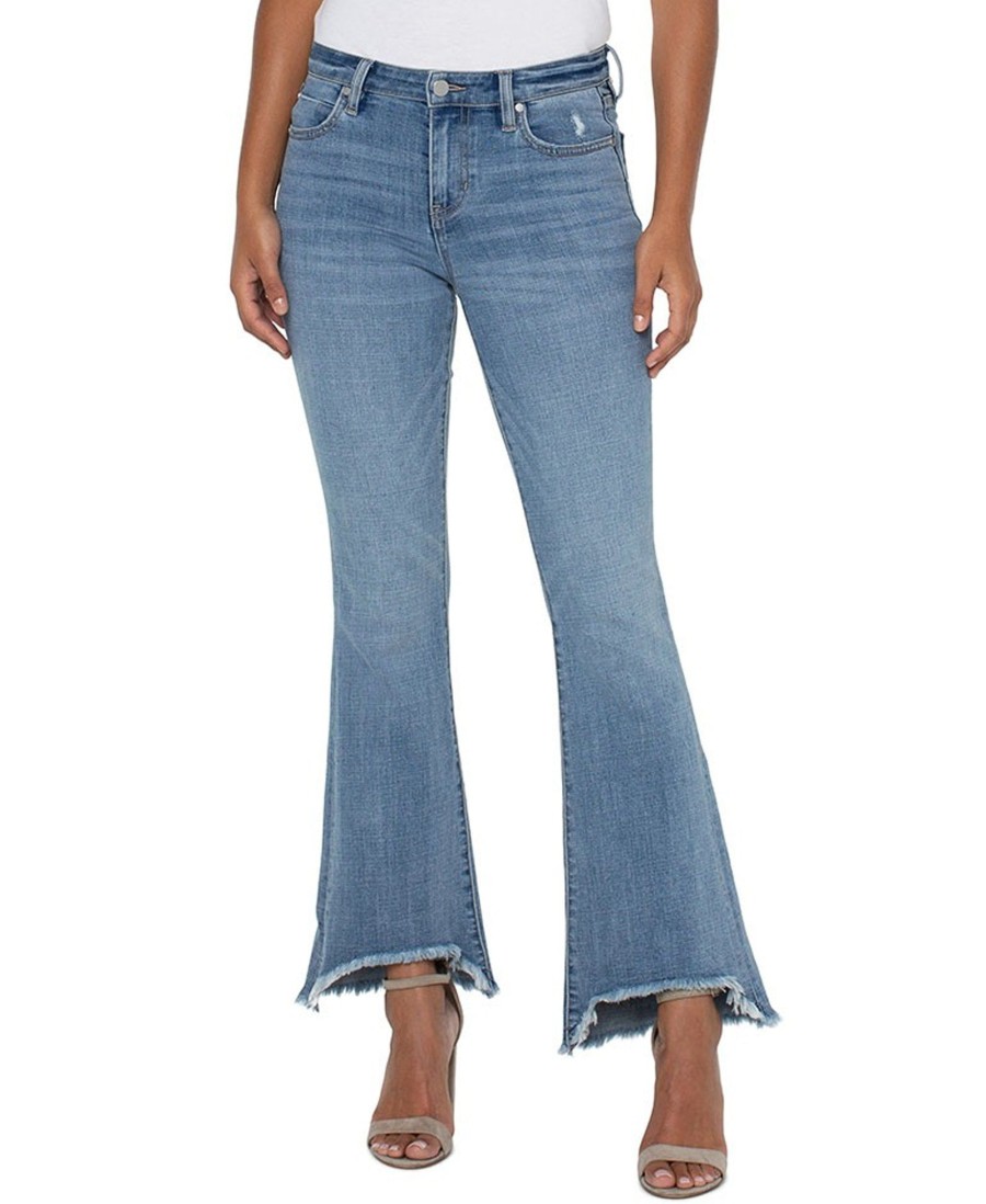 Jeans Liverpool Los Angeles | Hannah Flare Curved Frayed Hem Oracle Oracle 7218