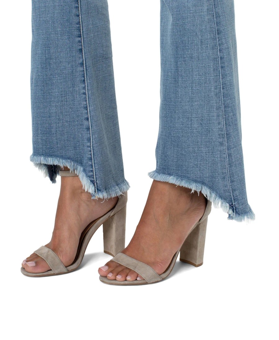 Jeans Liverpool Los Angeles | Hannah Flare Curved Frayed Hem Oracle Oracle 7218