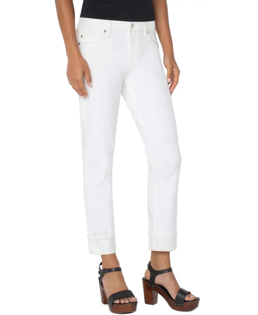 Jeans Liverpool Los Angeles | Marley Girlfriend Cuffed Jeans Bone White 6621