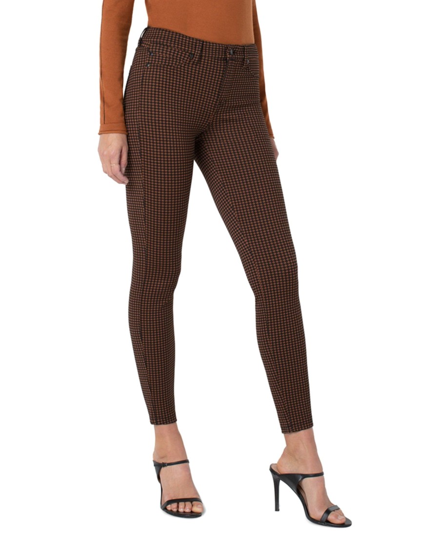 Jeans Liverpool Los Angeles | Madonna Skinny Jersey Houndstooth Jeans Rust Black Houndstooth 6288